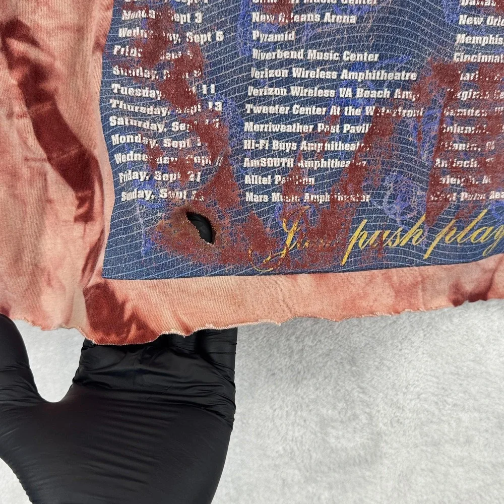 Vintage Aerosmith Shirt Mens Large Tie Dye Cropped Just Push Play‎ USA Tour 00s - Picture 7 of 9